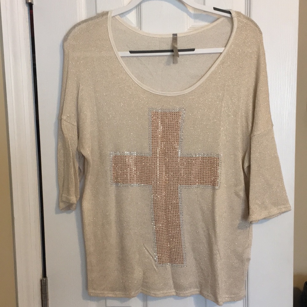 Gold Sparkle with Rose Gold Cross Top